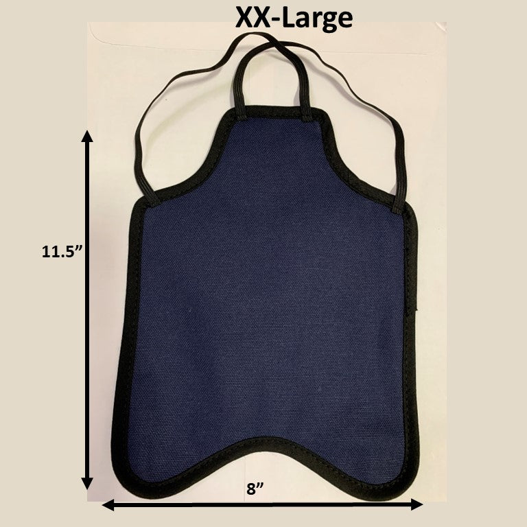 Navy hen saddle for small bantam hens by Crazy K Farm, made in the USA, featuring a single strap back pack style chicken apron.