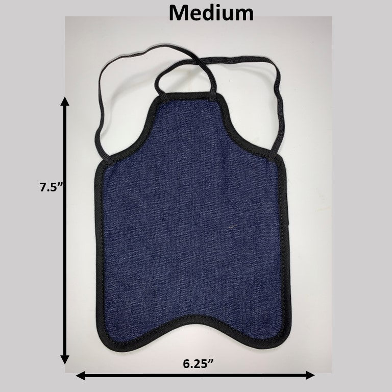 Navy hen saddle for small bantams, Crazy K Farm Pet and Poultry, back strap style, made in the USA, protects hens from pecking injuries.