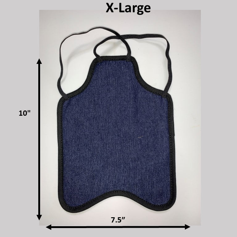 Navy hen saddle for bantam hens, Crazy K Farm Pet and Poultry, made in USA, with a single strap back pack style chicken apron.