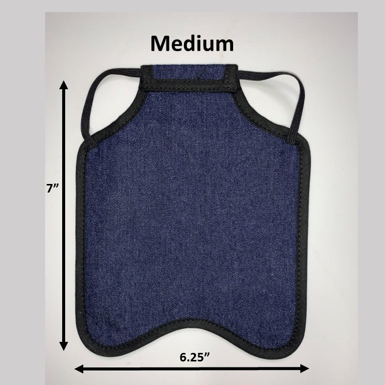Navy hen saddle by Crazy K Farm Pet and Poultry for small bantam hens, single-strap back style, made in the USA.