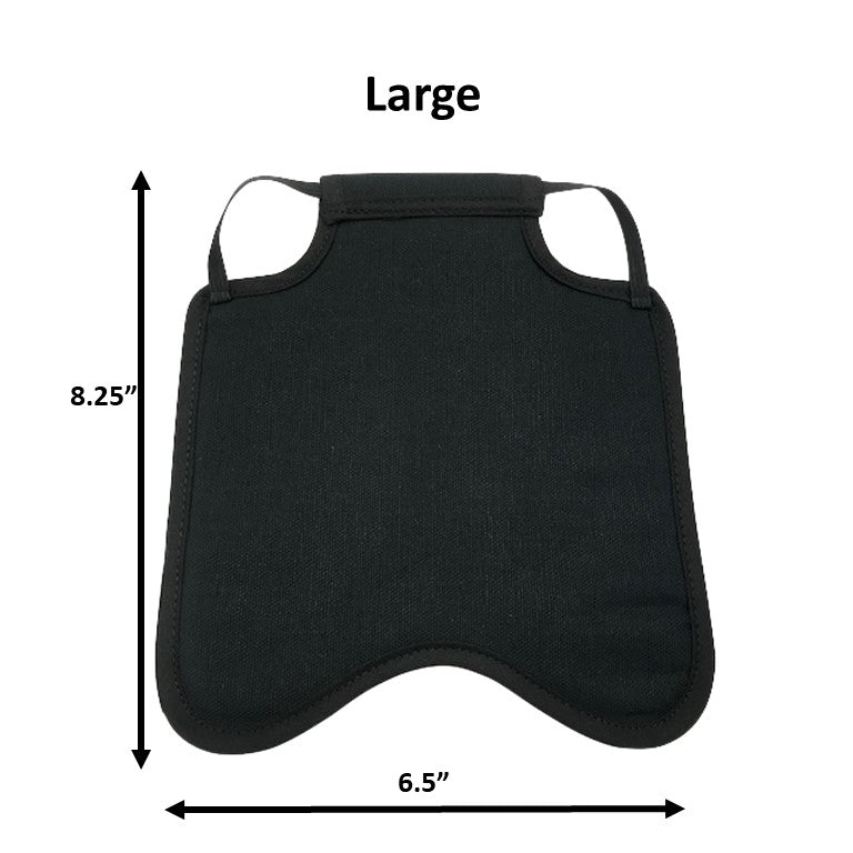 Navy hen saddle for bantam chickens by Crazy K Farm, made in USA, with single strap back pack style for hen protection.