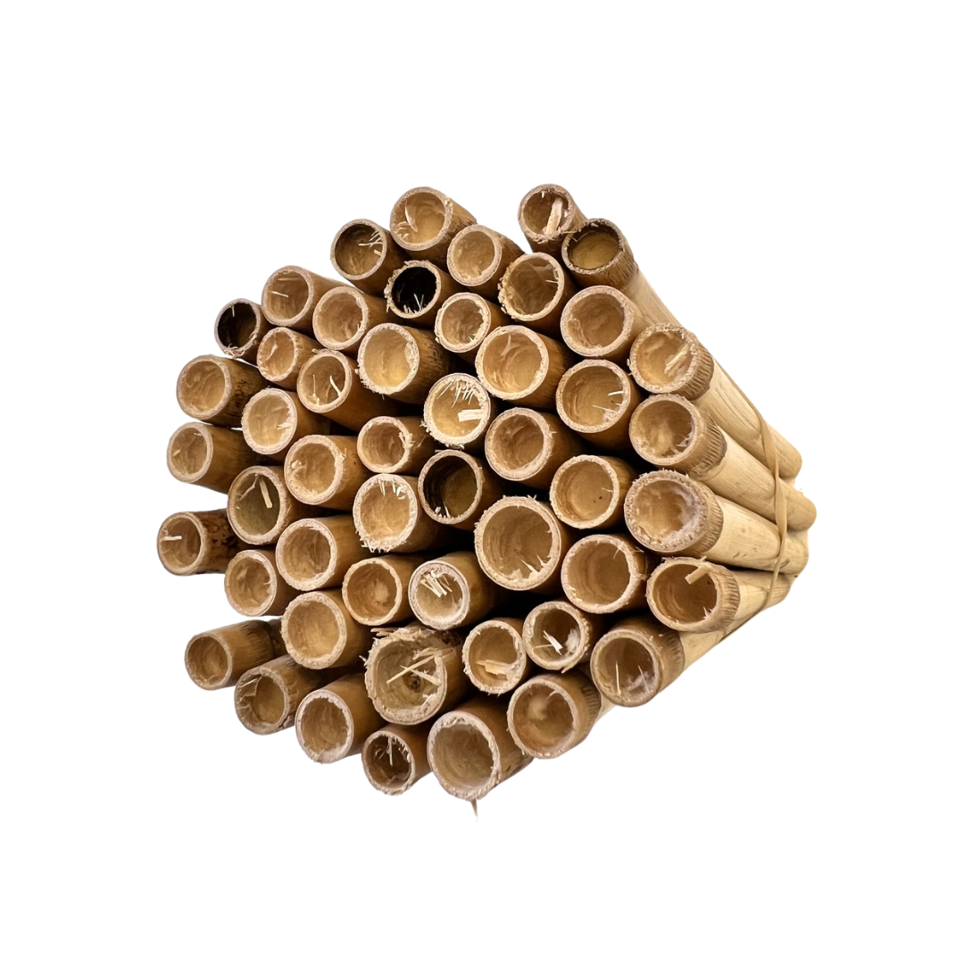 Natural 6mm summer reeds for leaf bees, designed by CrownBees, shown in a close-up image with detailed reed textures.