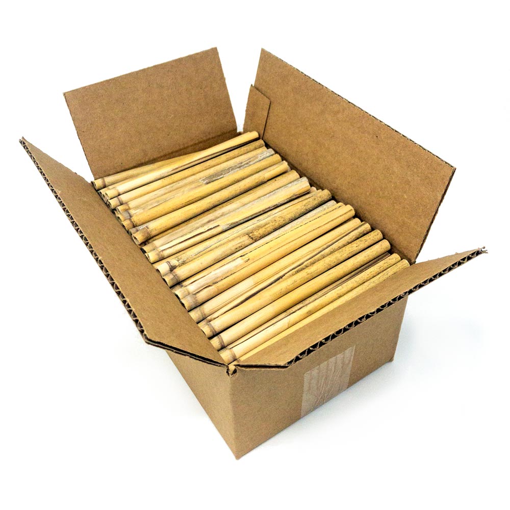 Natural 8mm Mason Bee Reeds by CrownBees, spring-sized nesting tubes for mason bees, packed in a 50-count box.