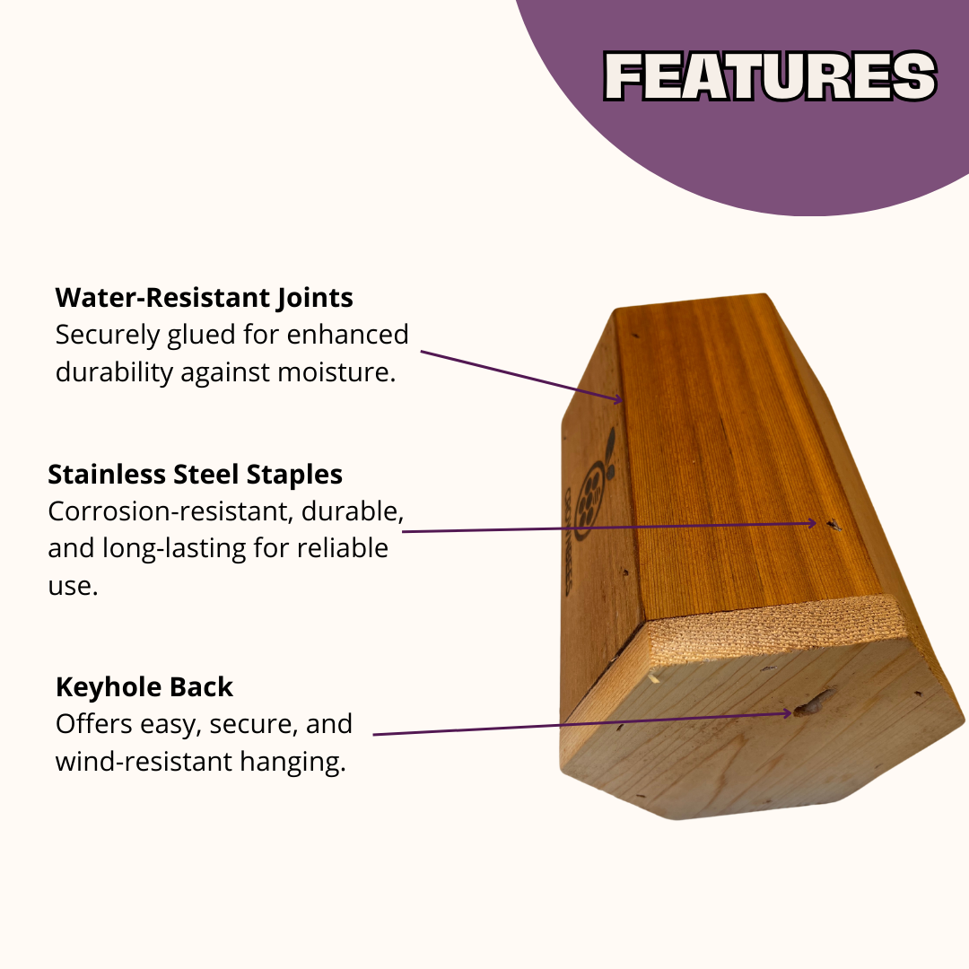 CrownBees Cabana Bee House and Complete Kit with Bee Certificate, featuring wooden bee habitat and accessories for mason bees.