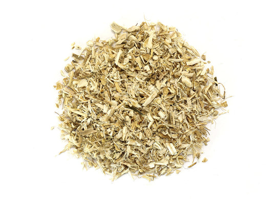 Organic marshmallow root in a 1oz package from Dragonfly Elements, showing dried marshmallow root sticks.