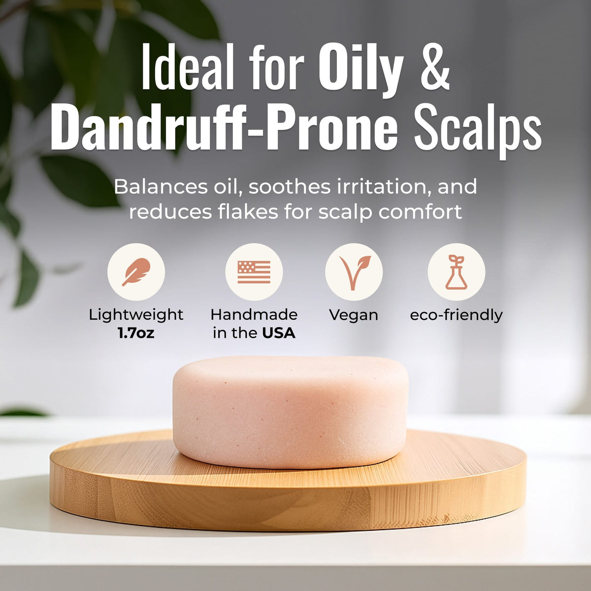 ZeroWasteStore driftwood conditioner bar for oily and dandruff-prone scalp, natural solid conditioner for scalp care.