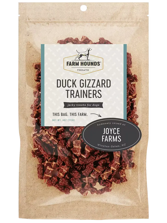 Farm Hounds Duck Gizzard Trainers, natural trainers for training dogs, shown from the front in this image.