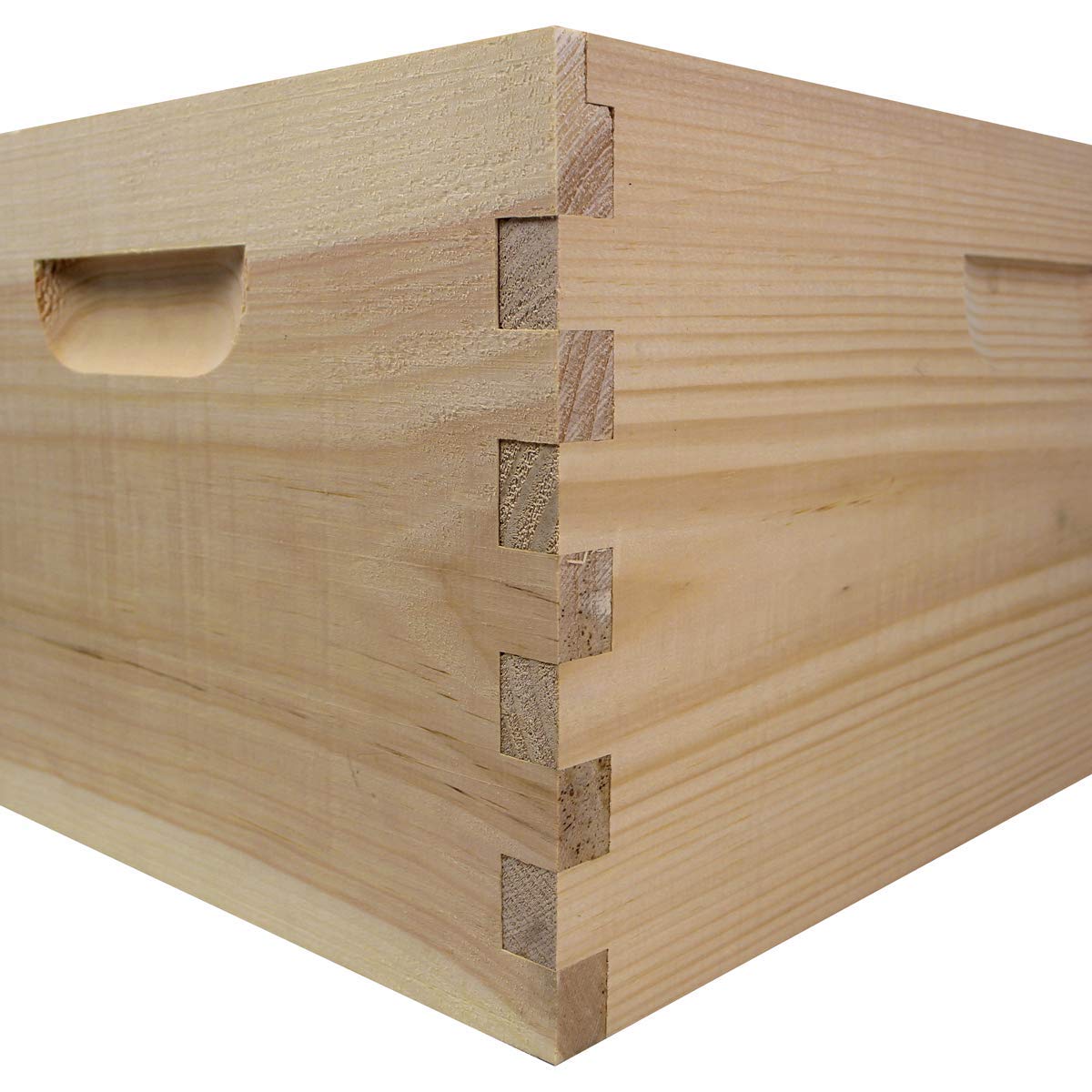 Unassembled 8-frame deep brood box with frames and foundations for beekeeping by Galena Farms, made in the USA.