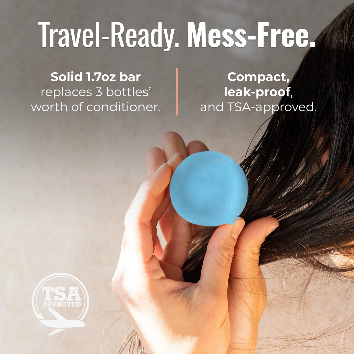 Travel-size Earth scent conditioner bar from ZeroWasteStore.com, eco-friendly solid conditioner for sustainable hair care.
