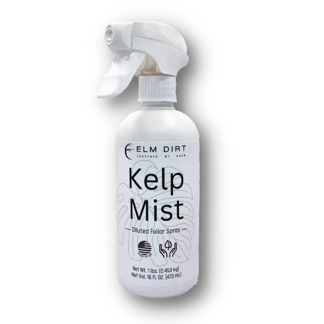 Elm Dirt Kelp Mist in a 16 oz spray bottle, featuring natural kelp botanical ingredients for plant and garden care.