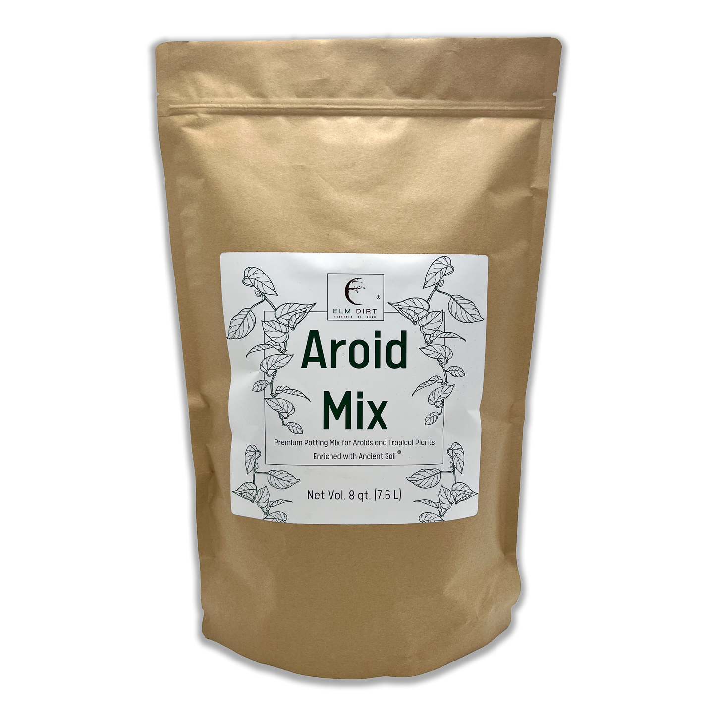 Aroid Mix by Elm Dirt in a container, showing a blend of soil and organic materials suitable for houseplants and tropical plants.