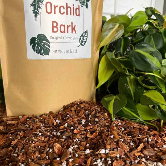 Elm Dirt Orchid Bark, natural decorative bark for orchids and plants, showing textured brown bark pieces suitable for potting.