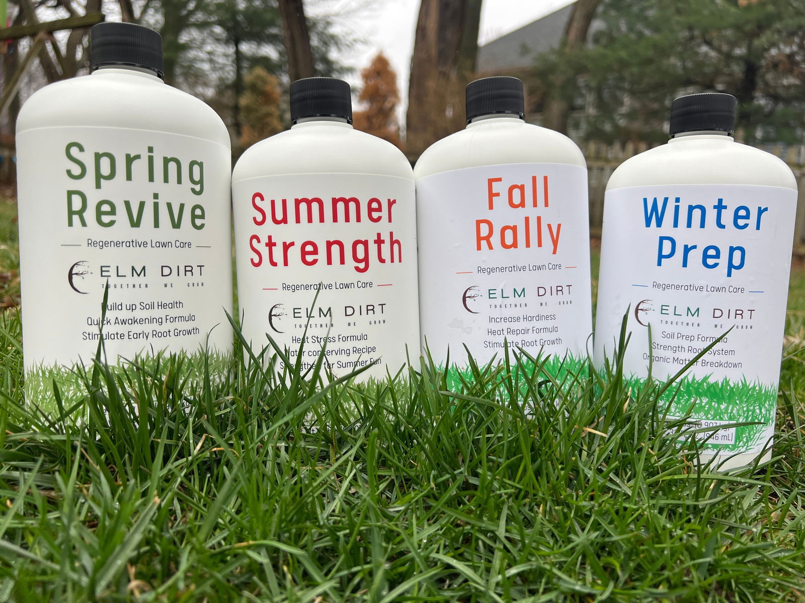 Elm Dirt regenerative fertilizer for sustainable lawn care, shown in a bag designed for 2000 sq ft of eco-friendly lawn maintenance.