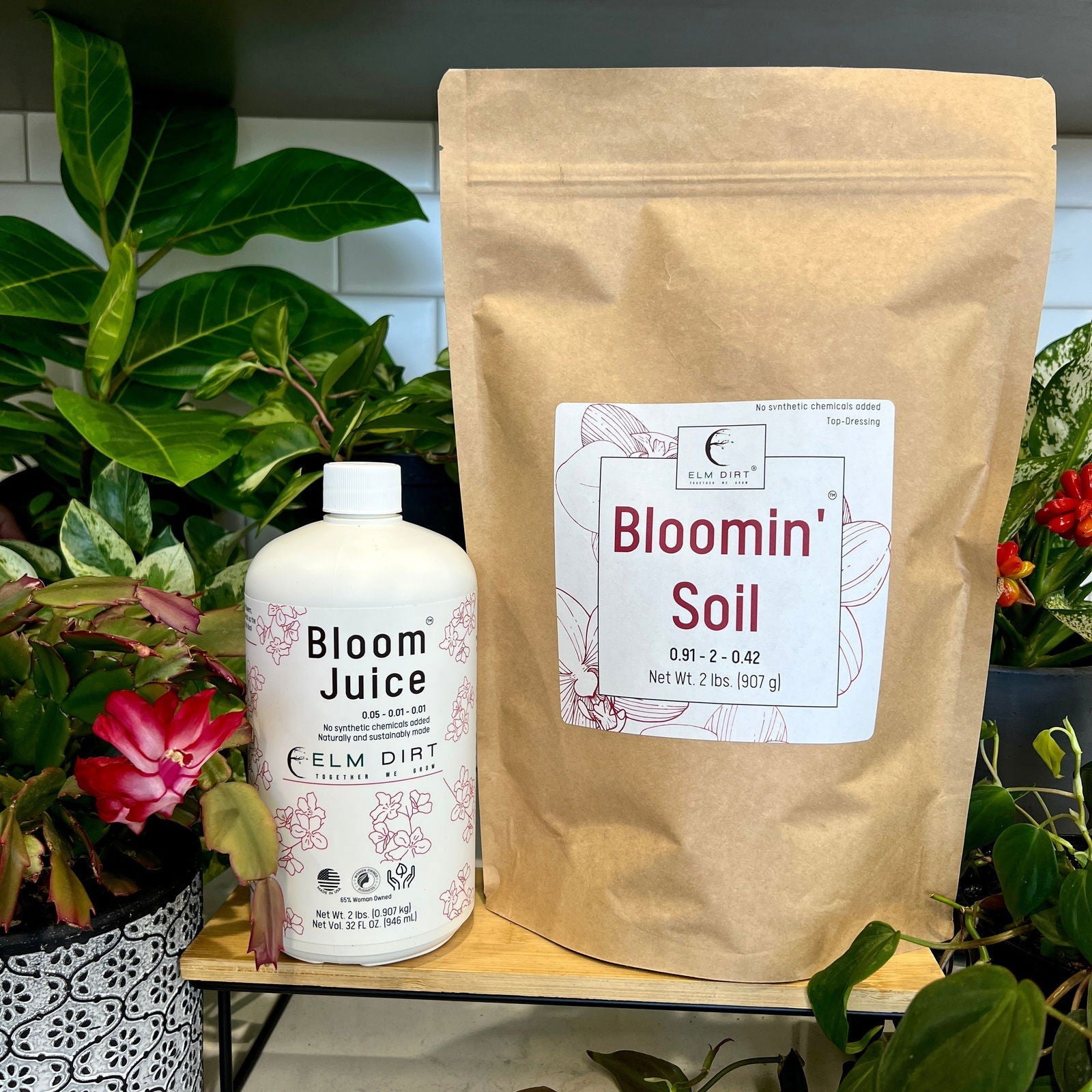 Elm Dirt Bloom Power Bundle fertilizer for plants, featuring a balanced fertilizer mix for healthy growth and vibrant blooms.