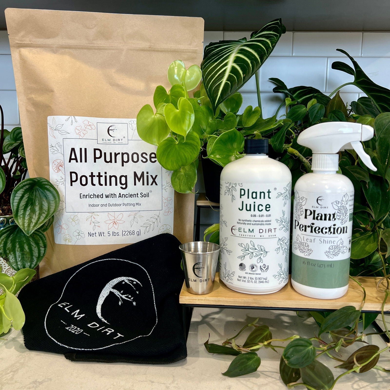 Elm Dirt starter soil kit featuring natural soil blend from Elm Dirt for gardening and planting projects.