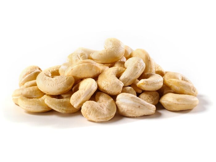 Young Everglades Farm cashew tree with yellow fruit, 12-24 inch, 1-gallon size, healthy foliage and developing cashew nuts.