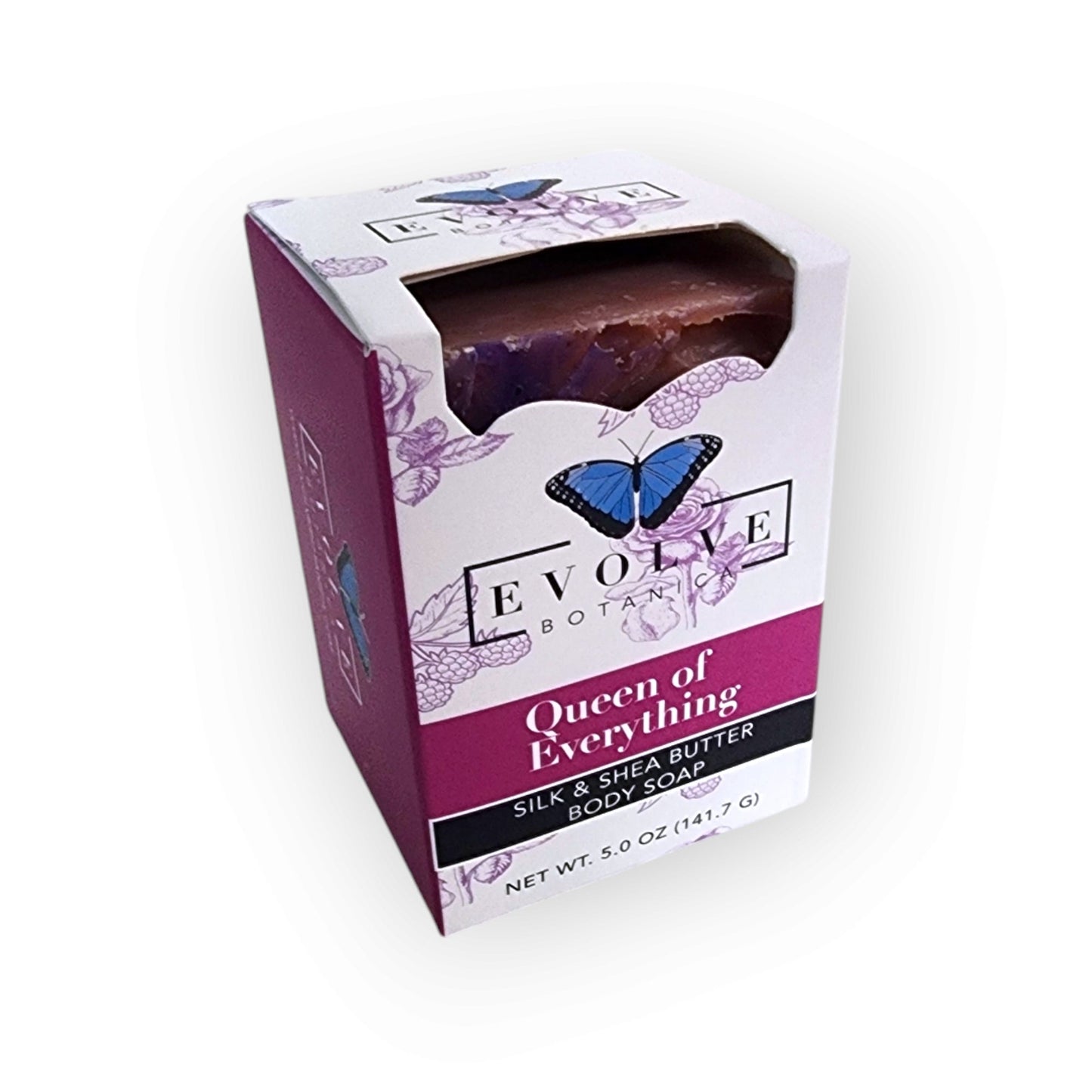 Evolve Botanica Queen of Everything Specialty Soap, seasonal Mother's Day scent, with floral design and vibrant colors.