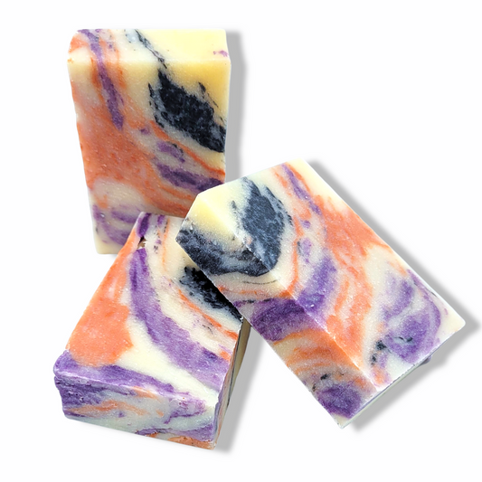Evolve Botanica Twilight seasonal soap wrapped in unprinted glassine bag, showcasing a natural, handcrafted skincare product.