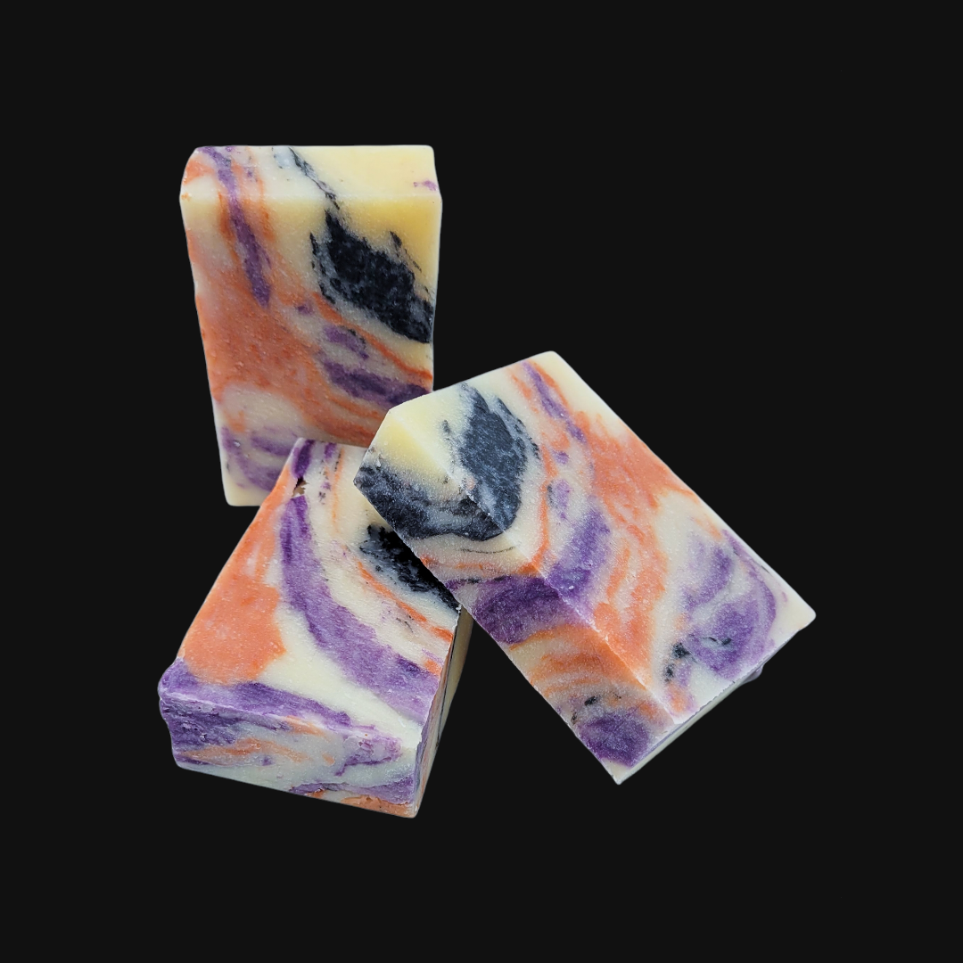 Evolve Botanica Twilight seasonal soap wrapped in unprinted glassine bag, showcasing a natural, handcrafted skincare product.