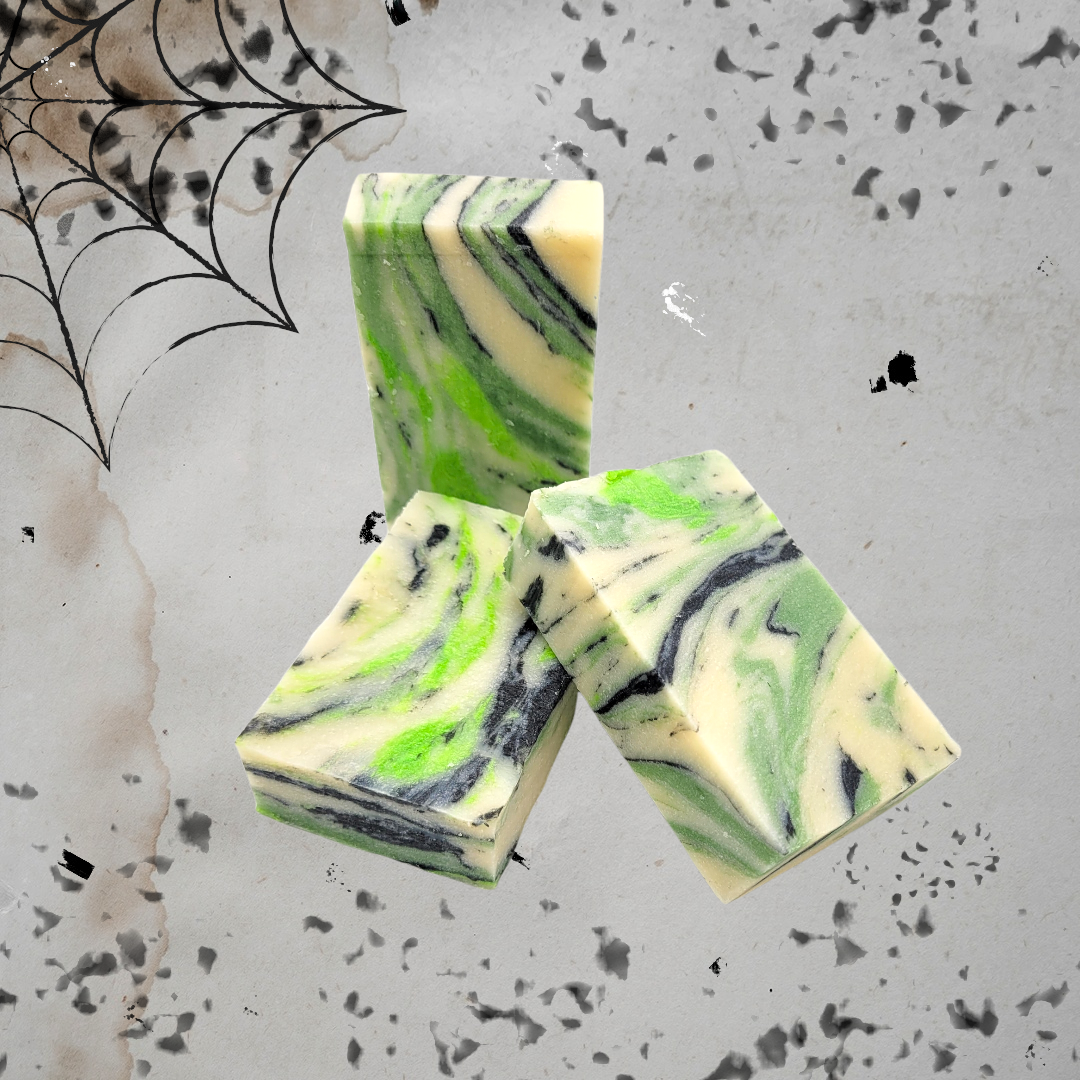 Evolve Botanica Wicked seasonal soap in unprinted glassine bag, showcasing a natural, handcrafted appearance.