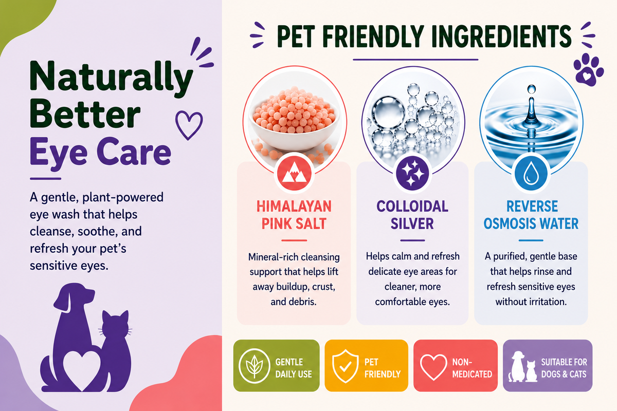 ReNewedPet 4-ALL PETS EYEWASH bottle with eye-cleaning solution for pet grooming and eye care.