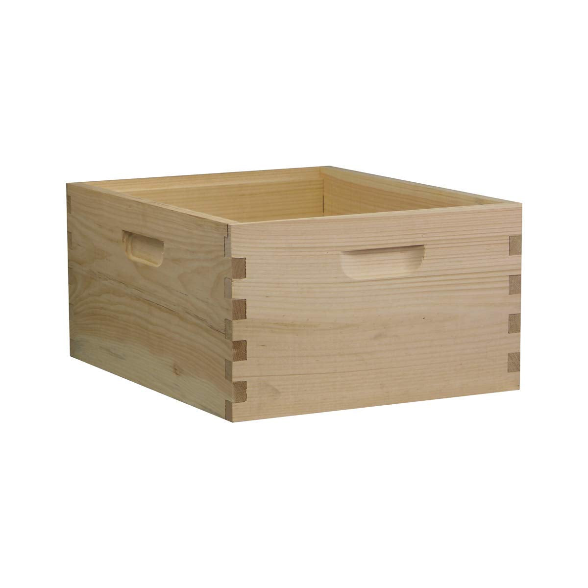 Unassembled 10-frame deep brood box with frames and foundations for beekeeping, made in the USA by Galena Farms.