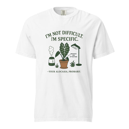 FGMN Originals heavyweight T-shirt featuring the "I'm Not Dramatic. I'm Specific." design in granite color.