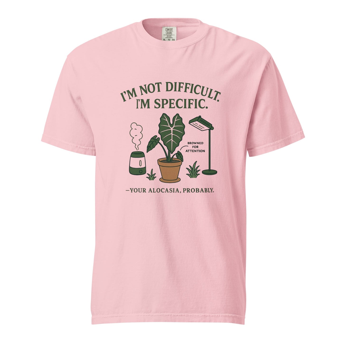 FGMN Originals heavyweight T-shirt featuring the "I'm Not Dramatic. I'm Specific." design in granite color.