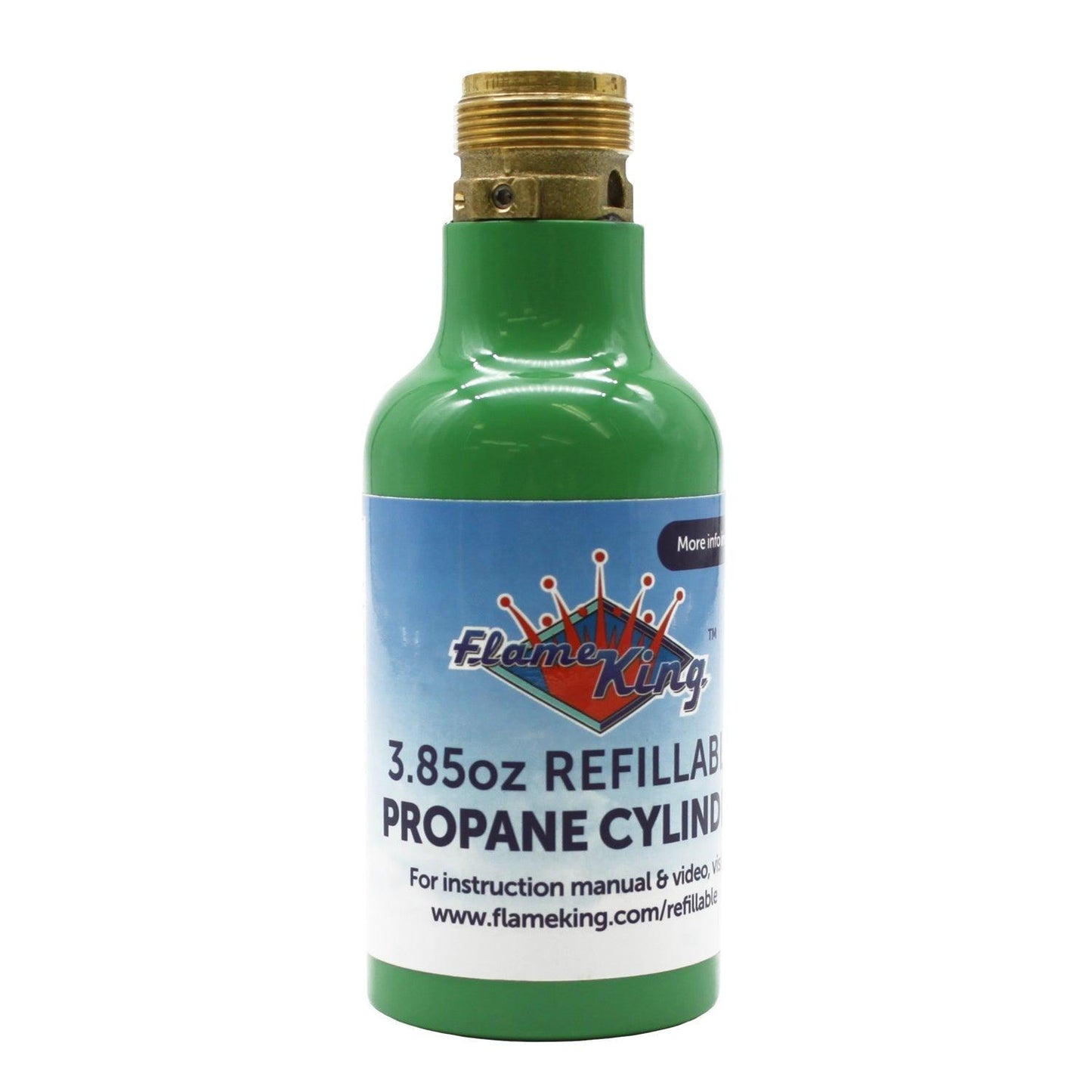 Flame King 2-pack eco-friendly 1/4 lb refillable mini propane tanks for portable cooking and grilling.
