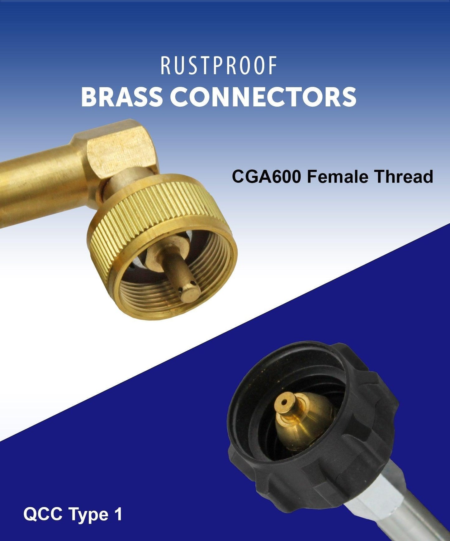 Flame King propane fitting adapter valve for 1lb refillable tank cylinders, shown with threaded connections and metal construction.