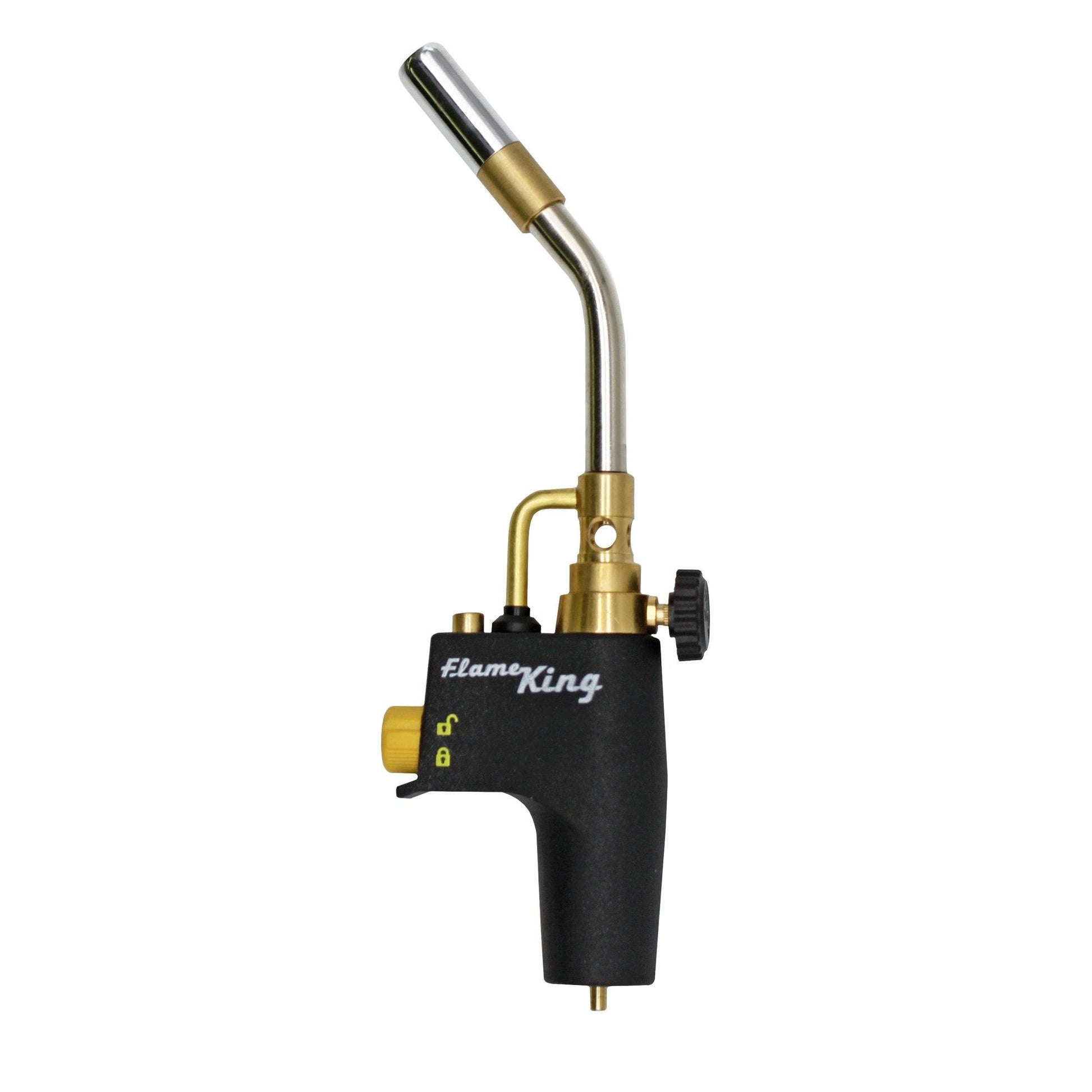 Flame King high intensity welding propane torch head with swirl flame, used for weed burning and industrial applications.