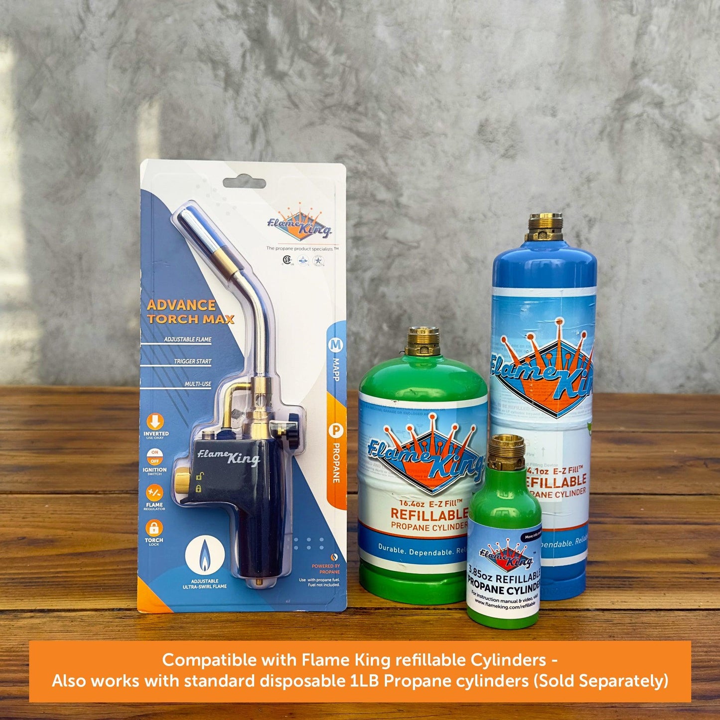Flame King High Intensity Welding Propane Torch Head with swirl flame, used for weed burning and outdoor heating.