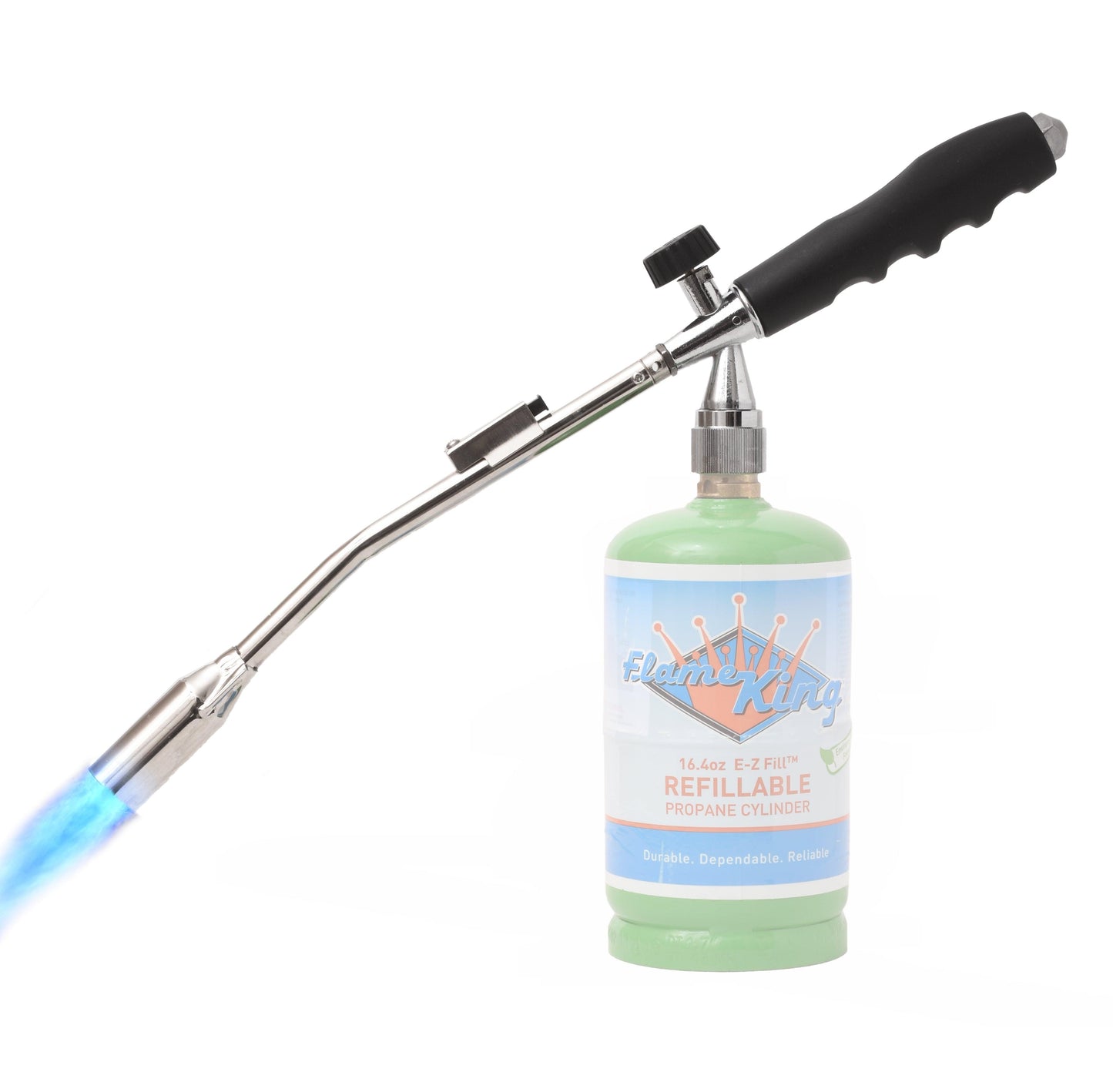 Flame King propane torch with gas ignitor, handheld weed burner and torch for outdoor burning and landscaping tasks