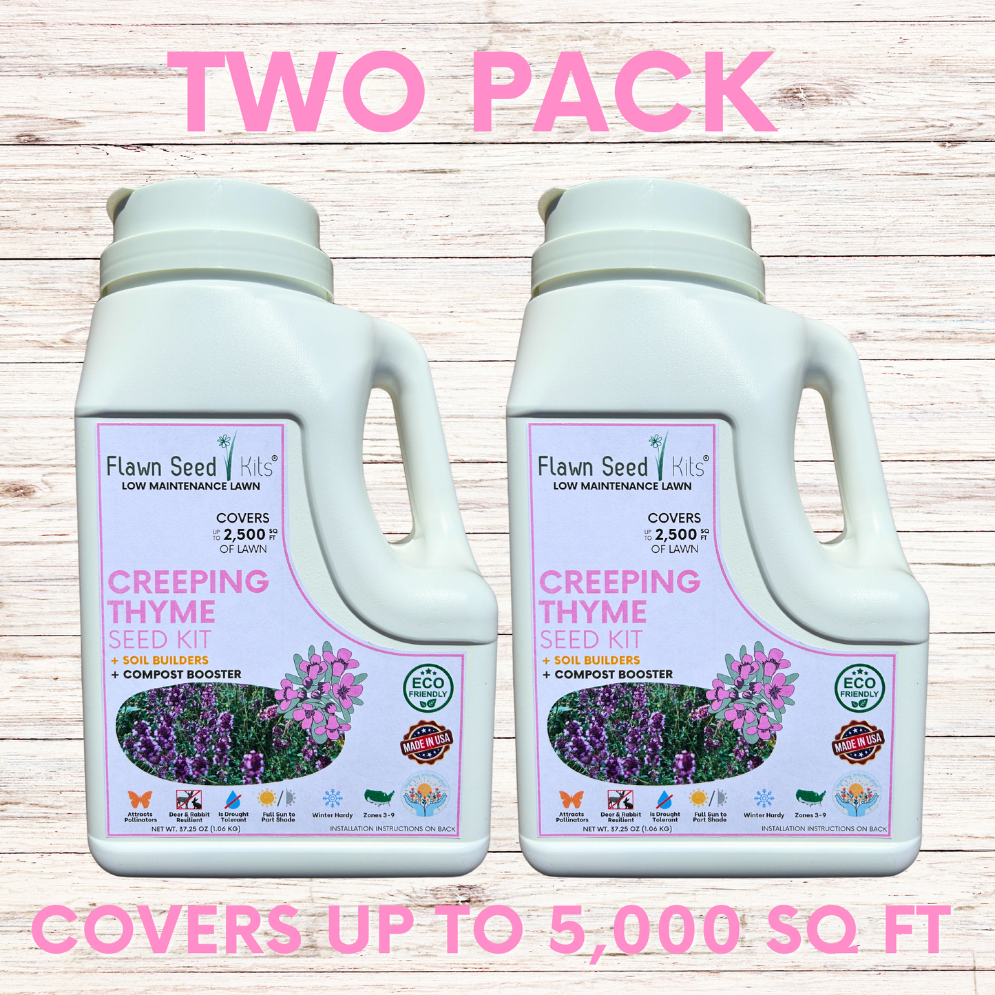 Creeping Thyme Easy Spread Shaker seed tape by Flawn Seed Kits, ideal for garden ground cover and aromatic landscaping.