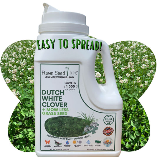 Dutch White Clover and Mow Less Grass Seed in Flawn Seed Kits seed tape, designed for lawn patching and sustainable grass growth.