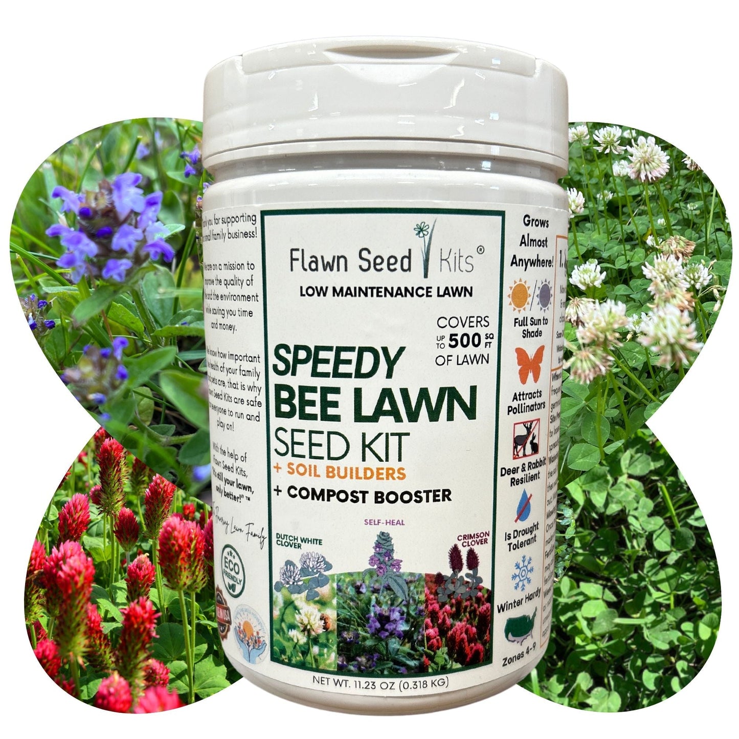 Speedy Bee Lawn Seed Kit by Flawn Seed Kits, includes seed tape for quick, even grass planting in a 250 sq ft lawn area.