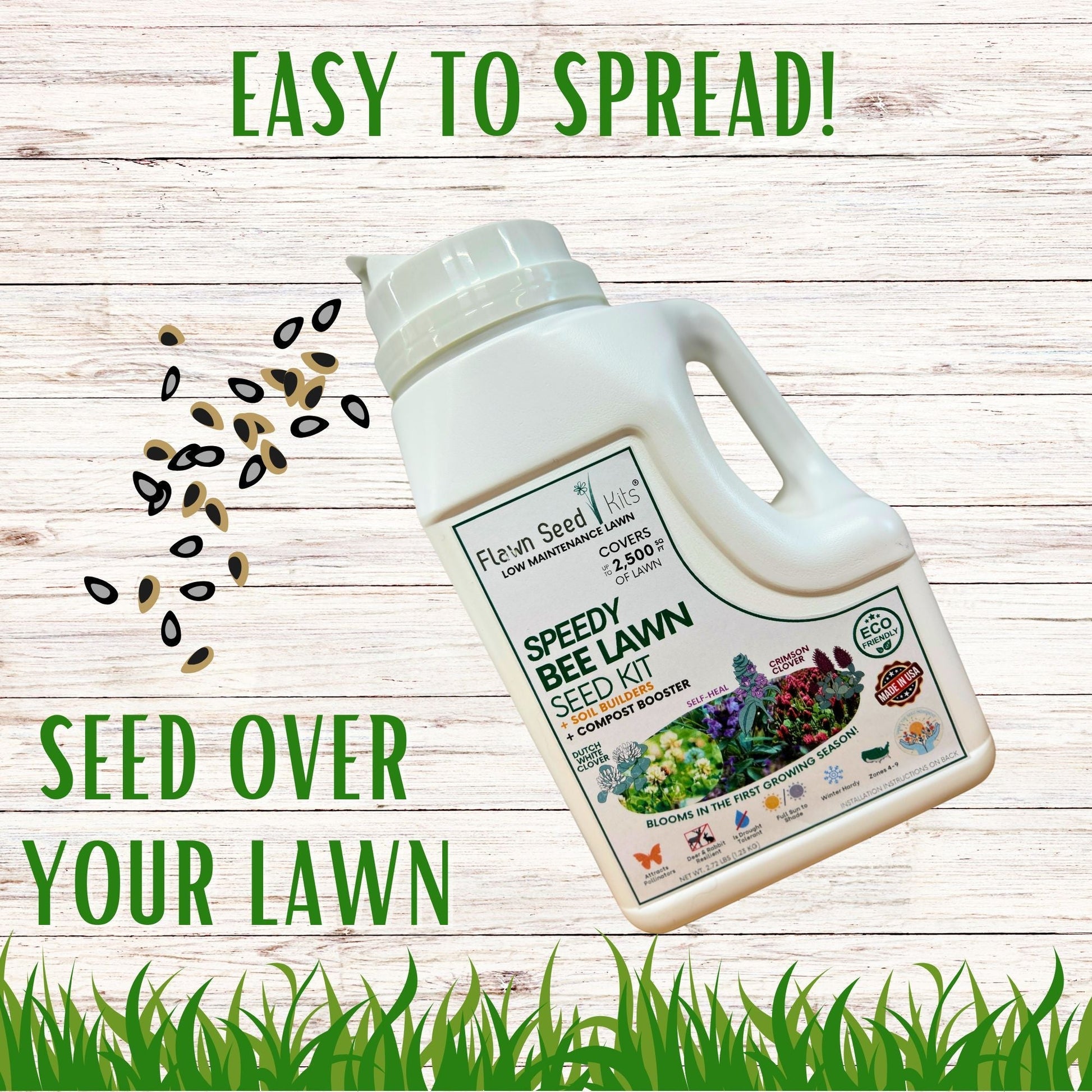Speedy Bee Lawn Seed Kit by Flawn Seed Kits, includes seed tape for quick, even lawn seeding on 250 sq ft.