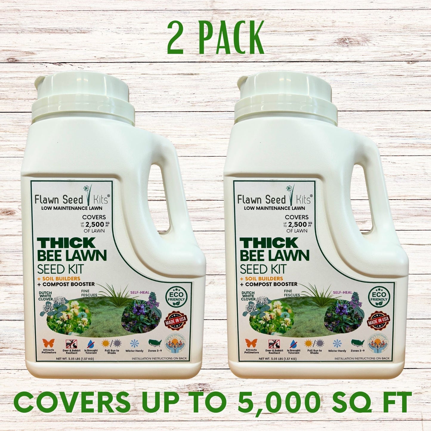 Thick Bee Lawn Seed Kit by Flawn Seed Kits with seed tape for lush, sustainable bee-friendly lawn coverage.