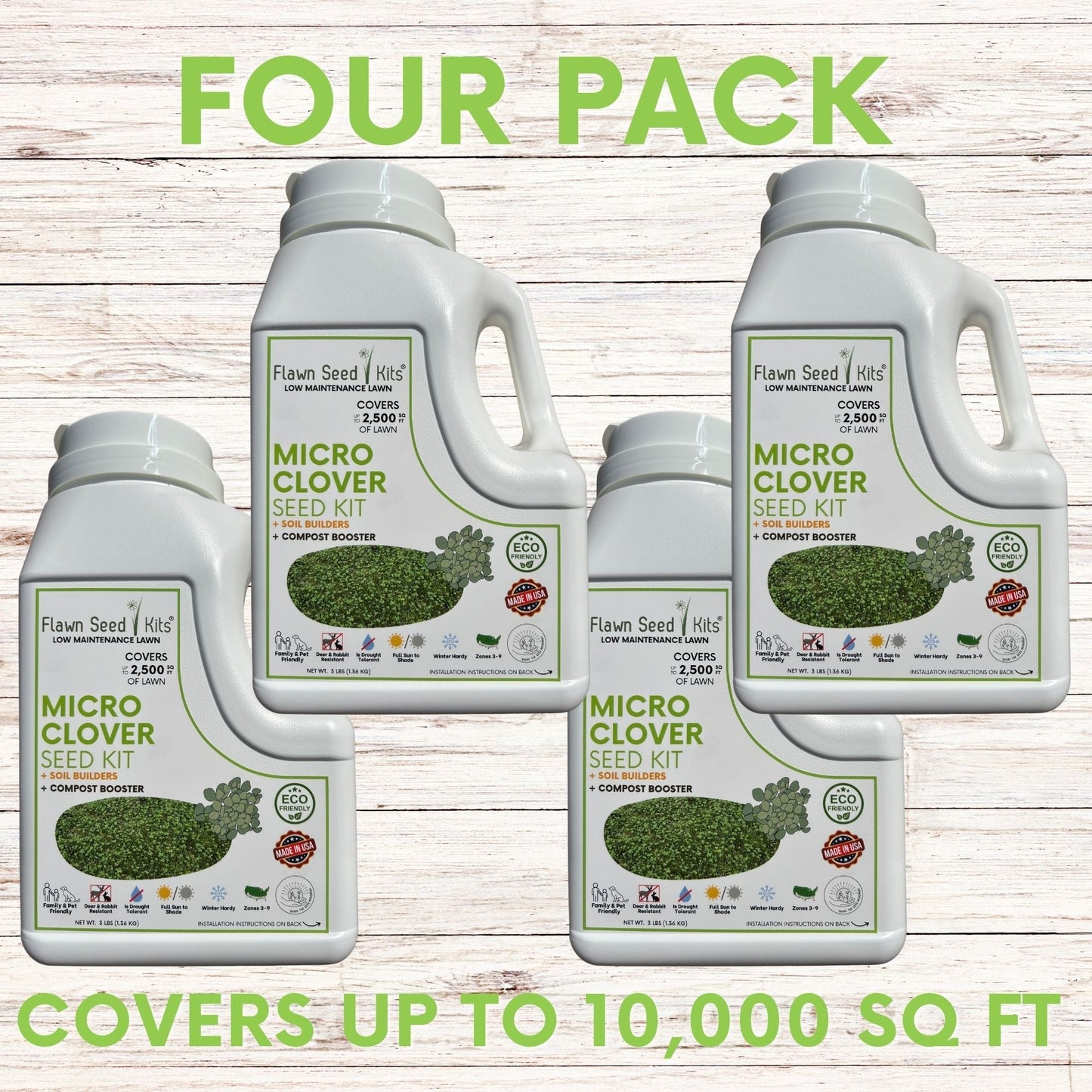 Micro Clover Easy Spread Shaker from Flawn Seed Kits, designed for planting seeds and seed tape for lush ground cover.