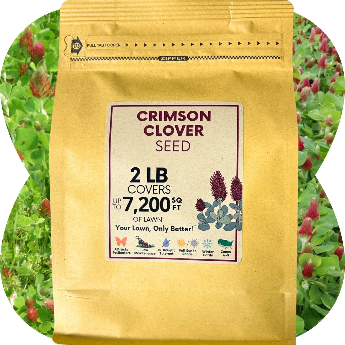Crimson Clover Seeds from Flawn Seed Kits in seed tape for planting, shown in a close-up image.
