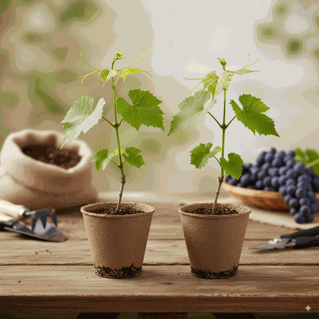 Hardy Grape Vine 'Southern Home' by Florida Plants Nursery, lush green vine with dense foliage and grape clusters.