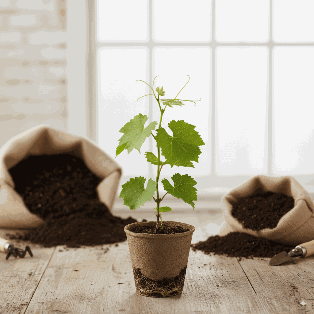 Healthy Hardy Grape Vine 'Traminette' from Florida Plants Nursery, showcasing lush green leaves and sturdy vine structure.