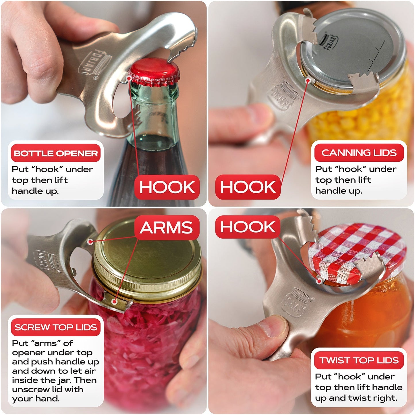 ForJars jar opener by Forjars, a handy kitchen tool with a textured grip for opening jars easily.
