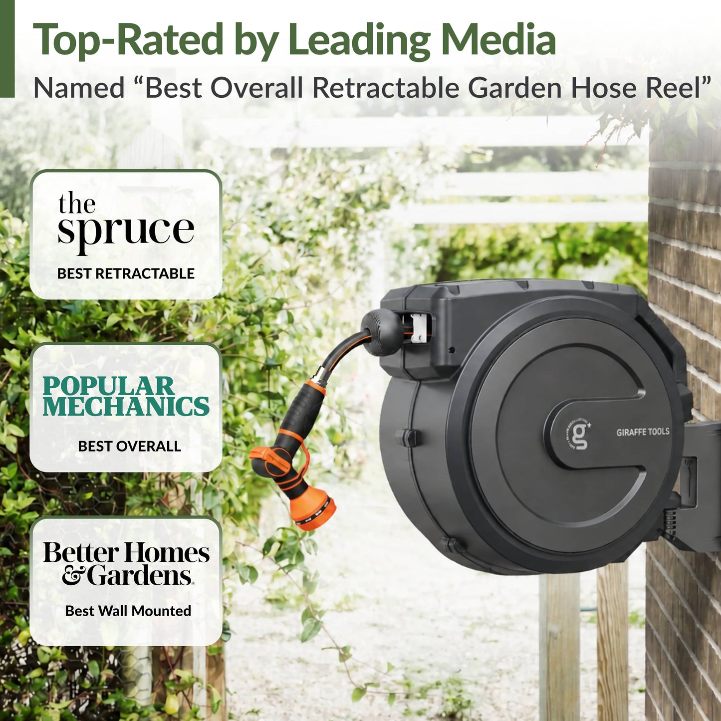 Retractable Garden Hose Reel 62ft-155ft