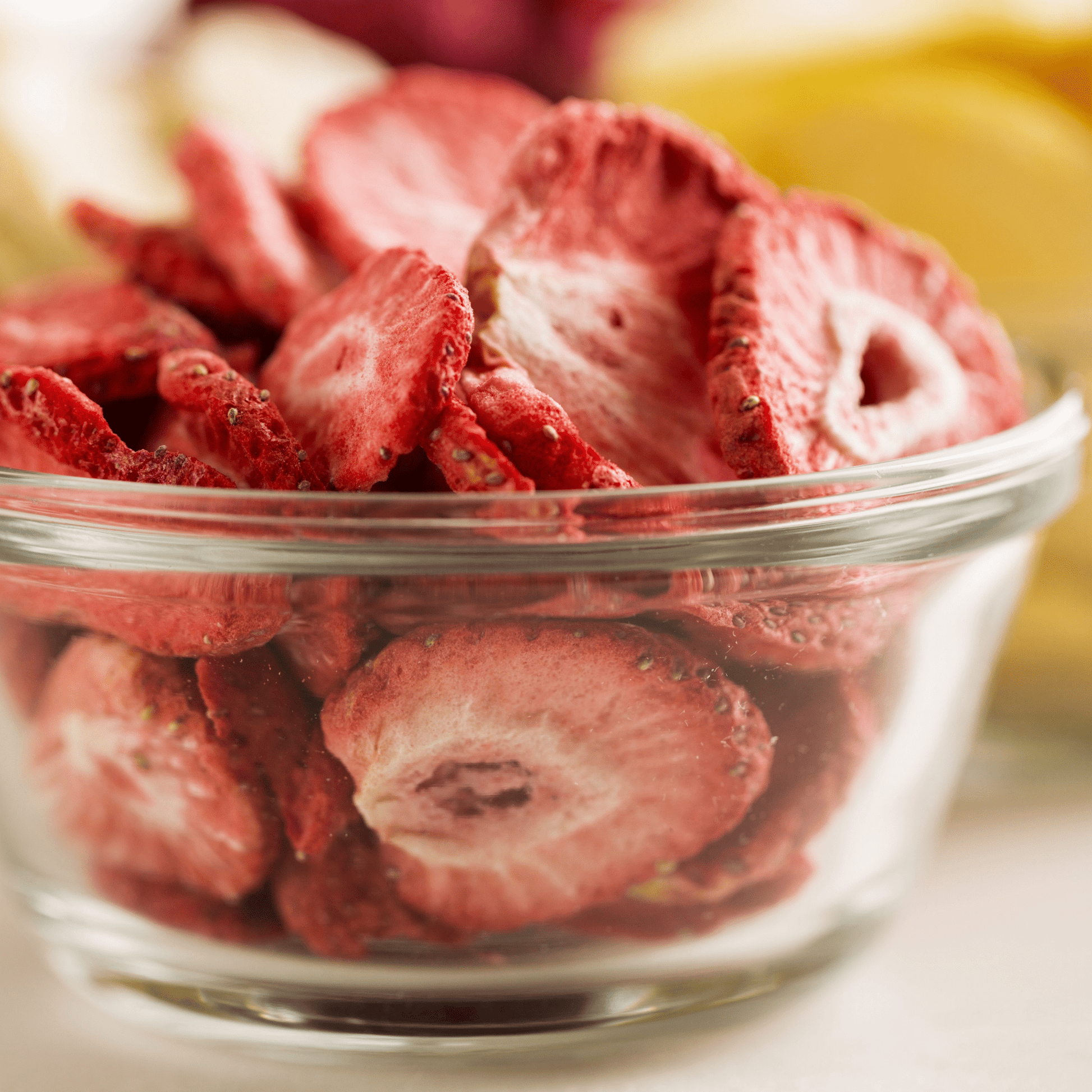 Freeze-dried sliced strawberries in a pouch from Augason Farms, perfect for snacking or adding to recipes.