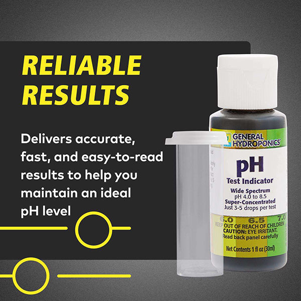 General Hydroponics pH Control Kit with pH up, pH down, and test indicators for accurate pH management in hydroponic systems.