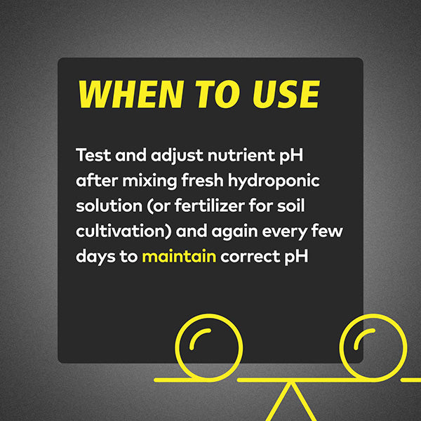 General Hydroponics pH Control Kit with pH Up, pH Down, and pH test indicators for hydroponic nutrient management.