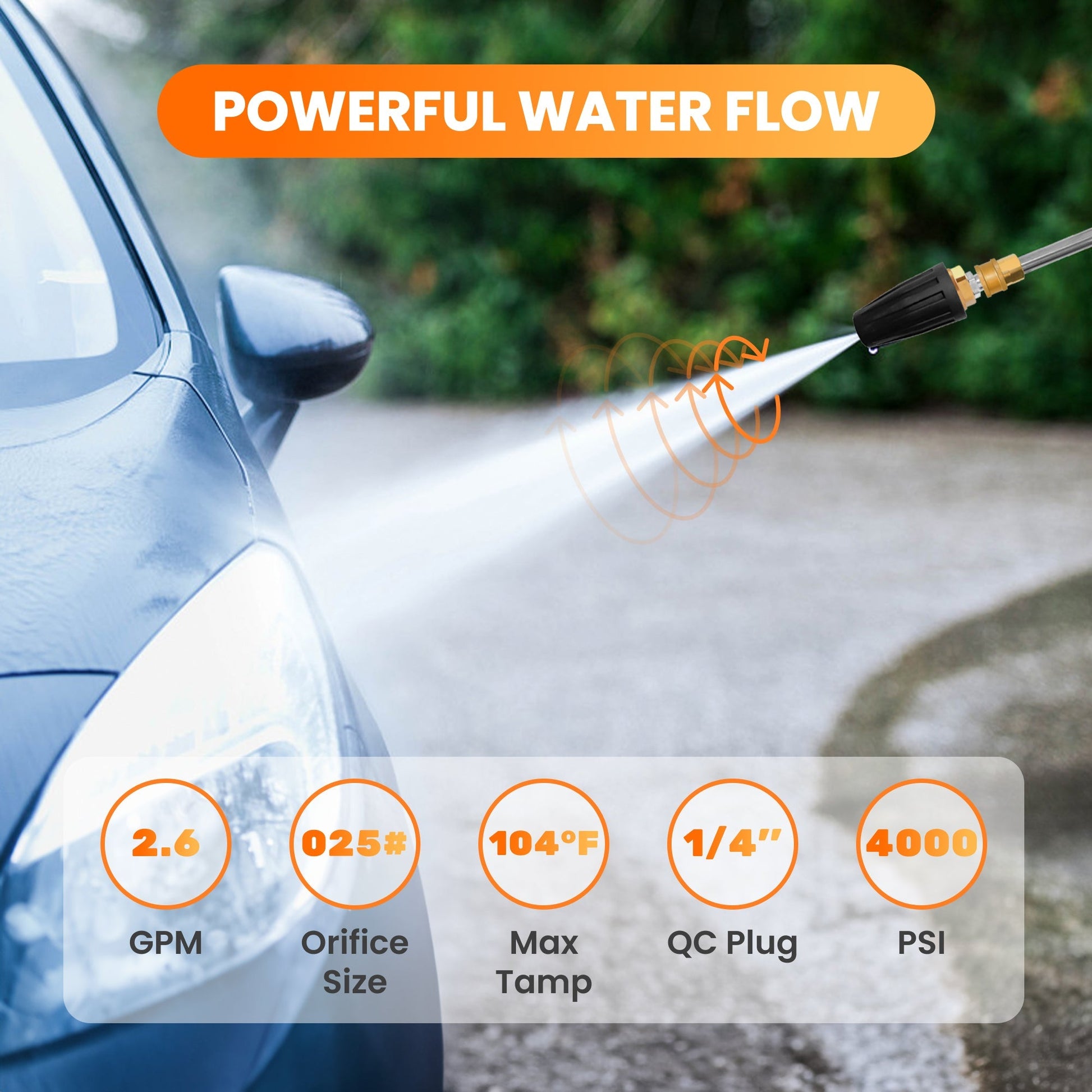 Giraffe Tools US pressure washer turbo nozzle with quick connector for high-pressure cleaning accessories.