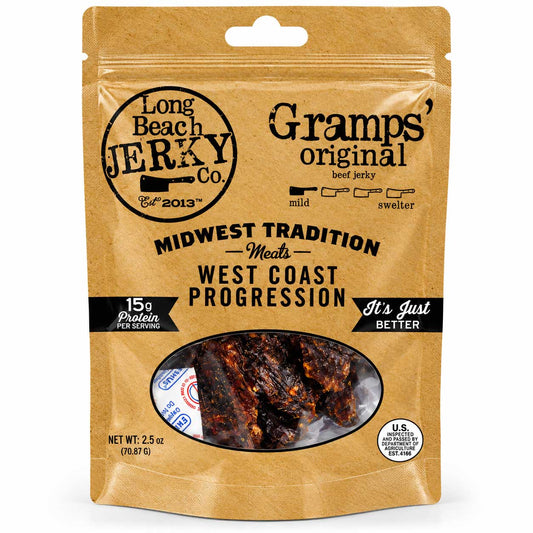 Gramps Original Flavor Beef Jerky 2.5 oz from BuyNebraska.com, savory dried beef snack with authentic flavor.