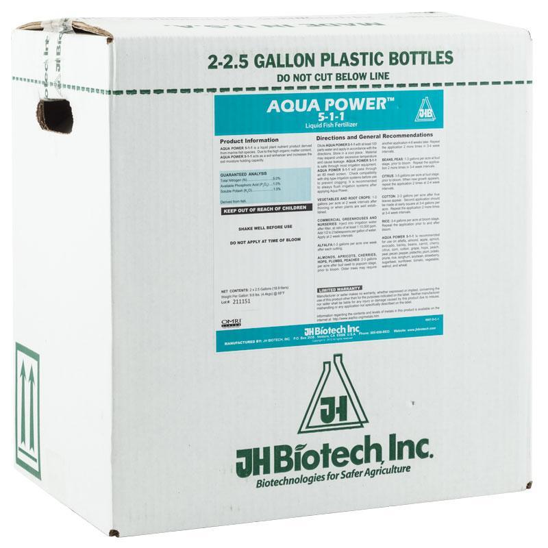 Grow Organic Aqua Power fertilizer in a 5-gallon container, natural liquid fertilizer for plants and gardening.